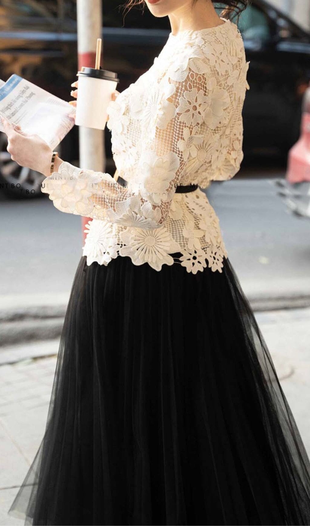 LACE TWO PIECE SET, LONG SLEEVE PARTY OUTFIT
