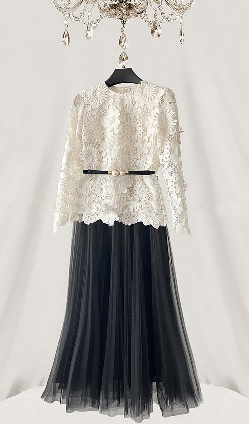 LACE TWO PIECE SET, LONG SLEEVE PARTY OUTFIT