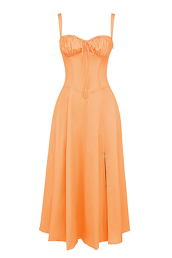 LOUISA BUSTIER MIDI DRESS FOR WEDDING GUEST