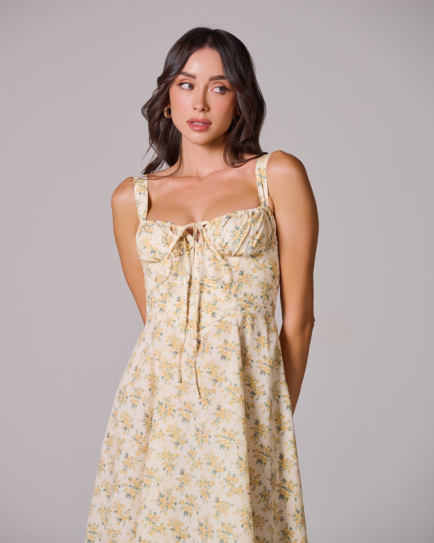 LOUISA_FLORAL_YELLOW_2 LOUISA BUSTIER MIDI DRESS FOR WEDDING GUEST