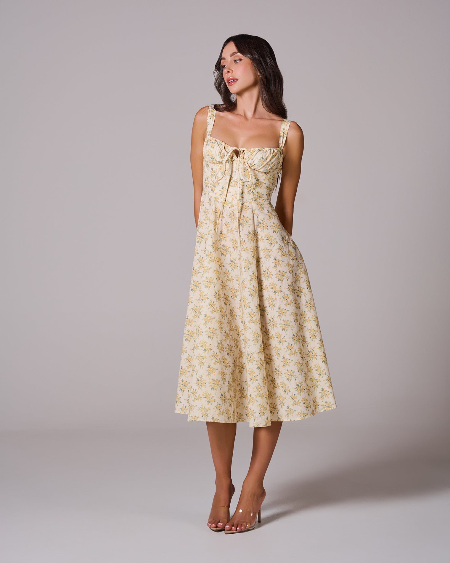 LOUISA_FLORAL_YELLOW_4 LOUISA BUSTIER MIDI DRESS FOR WEDDING GUEST