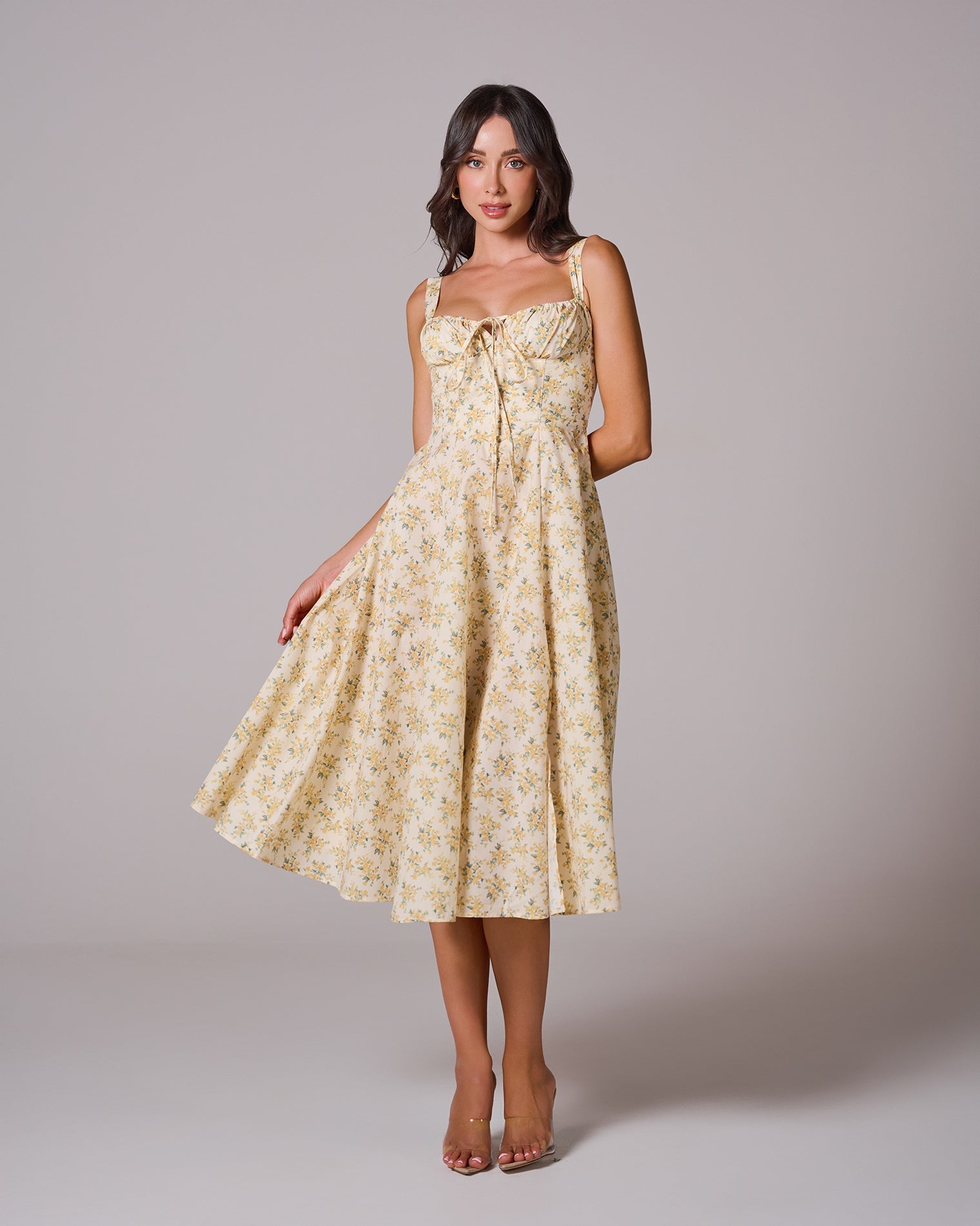 LOUISA_FLORAL_YELLOW_6 LOUISA BUSTIER MIDI DRESS FOR WEDDING GUEST