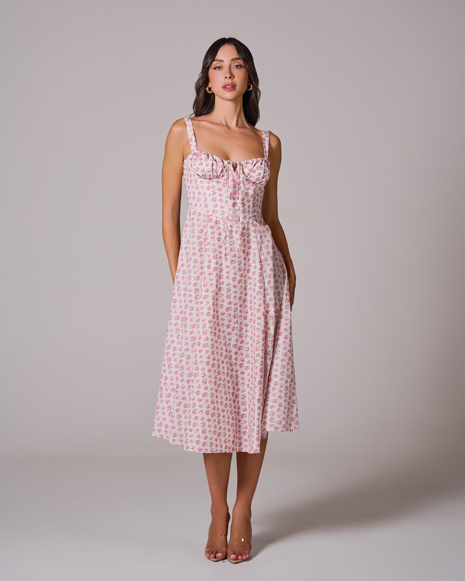 LOUISA_ROSEBUD_1 LOUISA BUSTIER MIDI DRESS FOR WEDDING GUEST