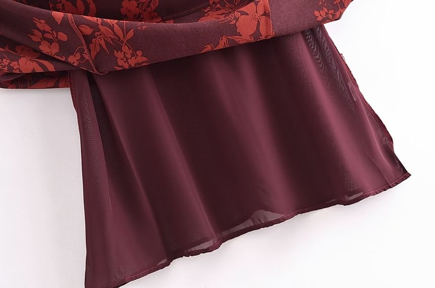 FLORAL BOWKNOT MIDI DRESS IN BURGUNDY