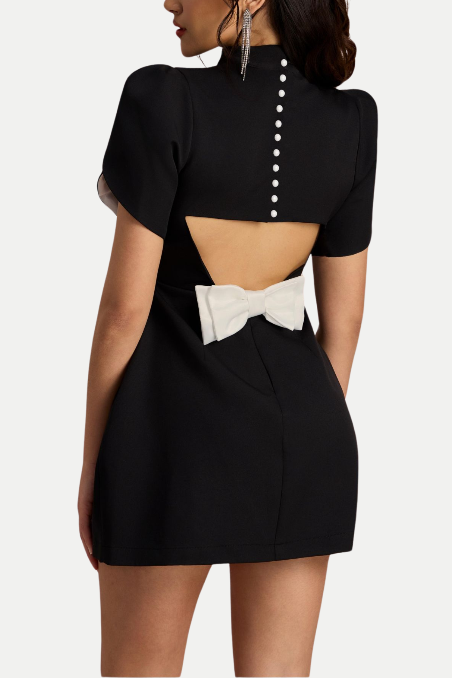 LaganCutoutBowknotMiniDress-Black_2 BOWKNOT CUTOUT MINI DRESS - BLACK COCKTAIL