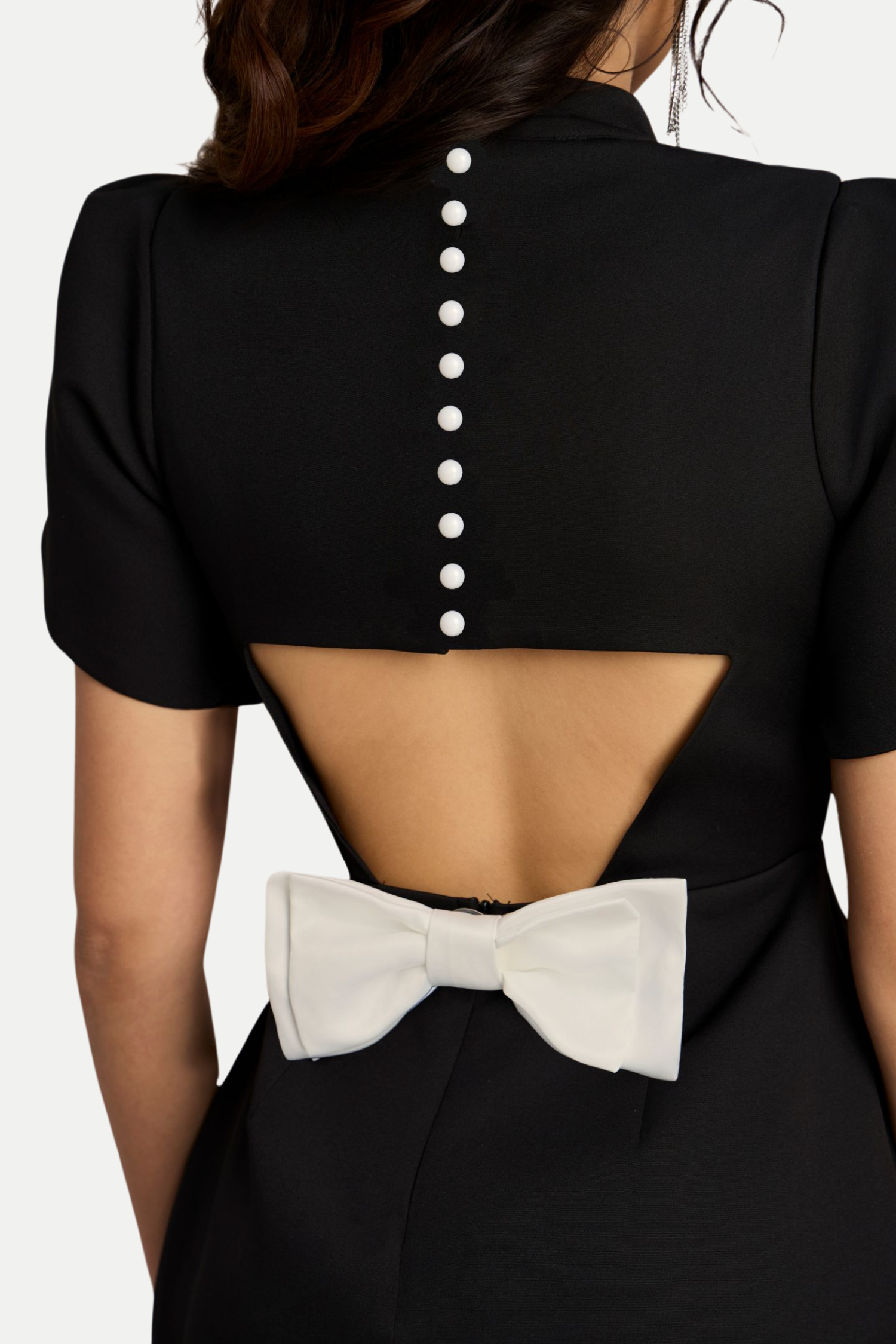 BOWKNOT CUTOUT MINI DRESS - BLACK COCKTAIL