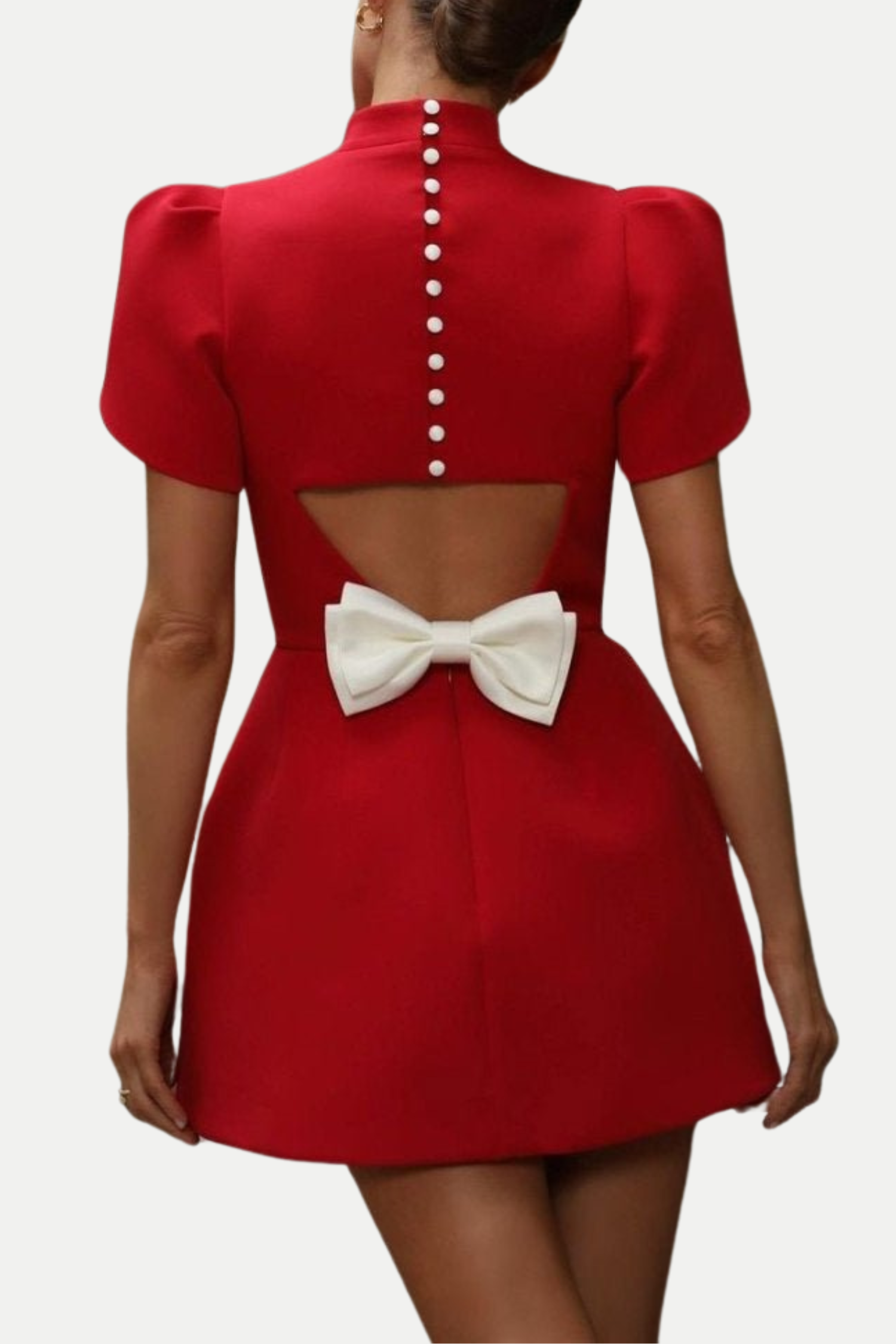 CUTOUT BOWKNOT RED MINI DRESS FOR PARTY