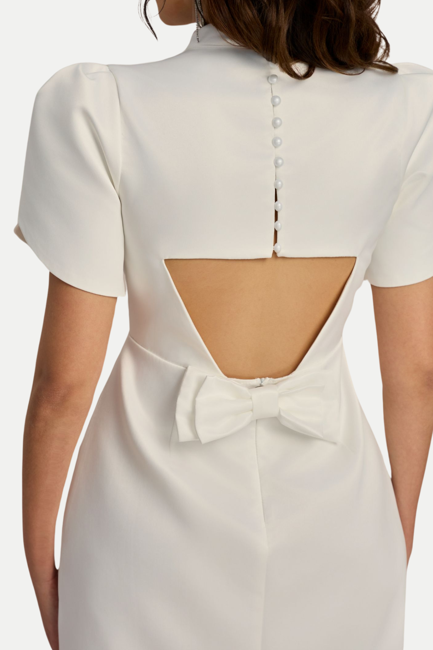 CUTOUT BOW MINI DRESS WHITE FOR PARTY