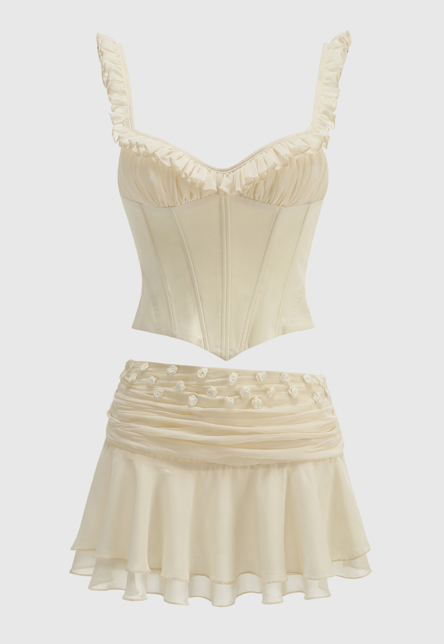 LAGINA LACE CORSET RUFFLE SKIRT SET