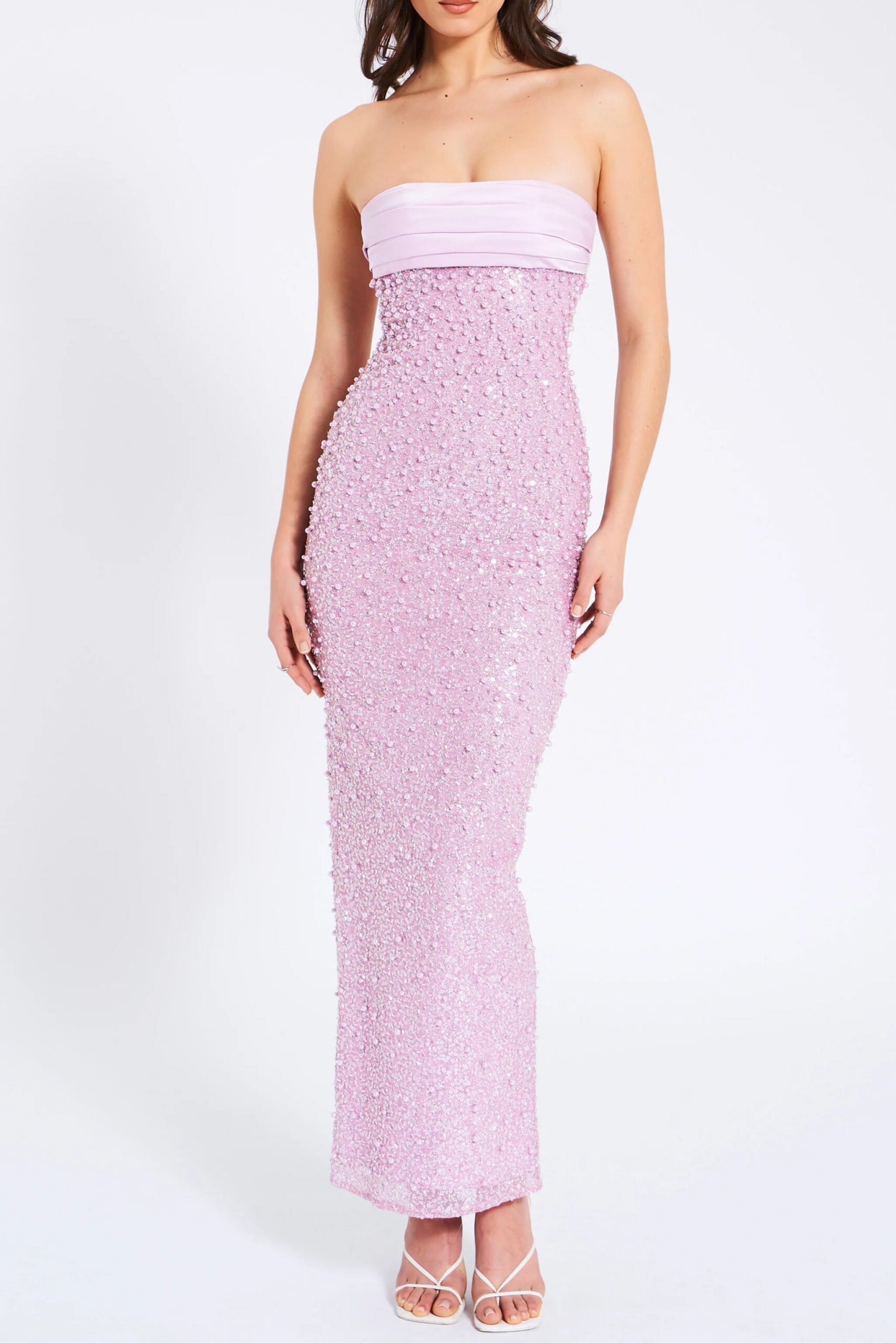 LaineyPurpleSatinSequinPearlsBeadedMaxiDress GLITTERING PINK SATIN BEADED MAXI DRESS