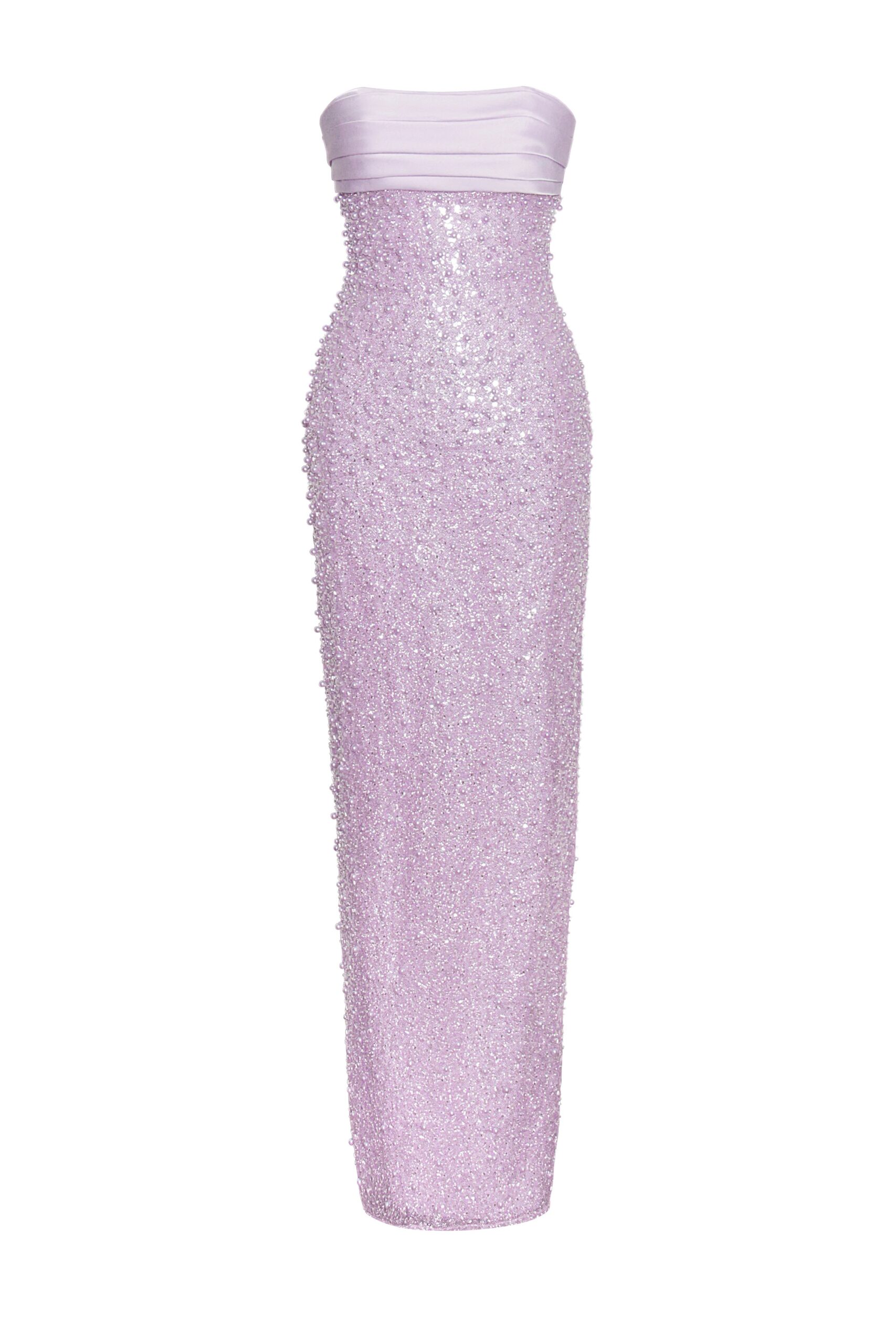 GLITTERING PINK SATIN BEADED MAXI DRESS