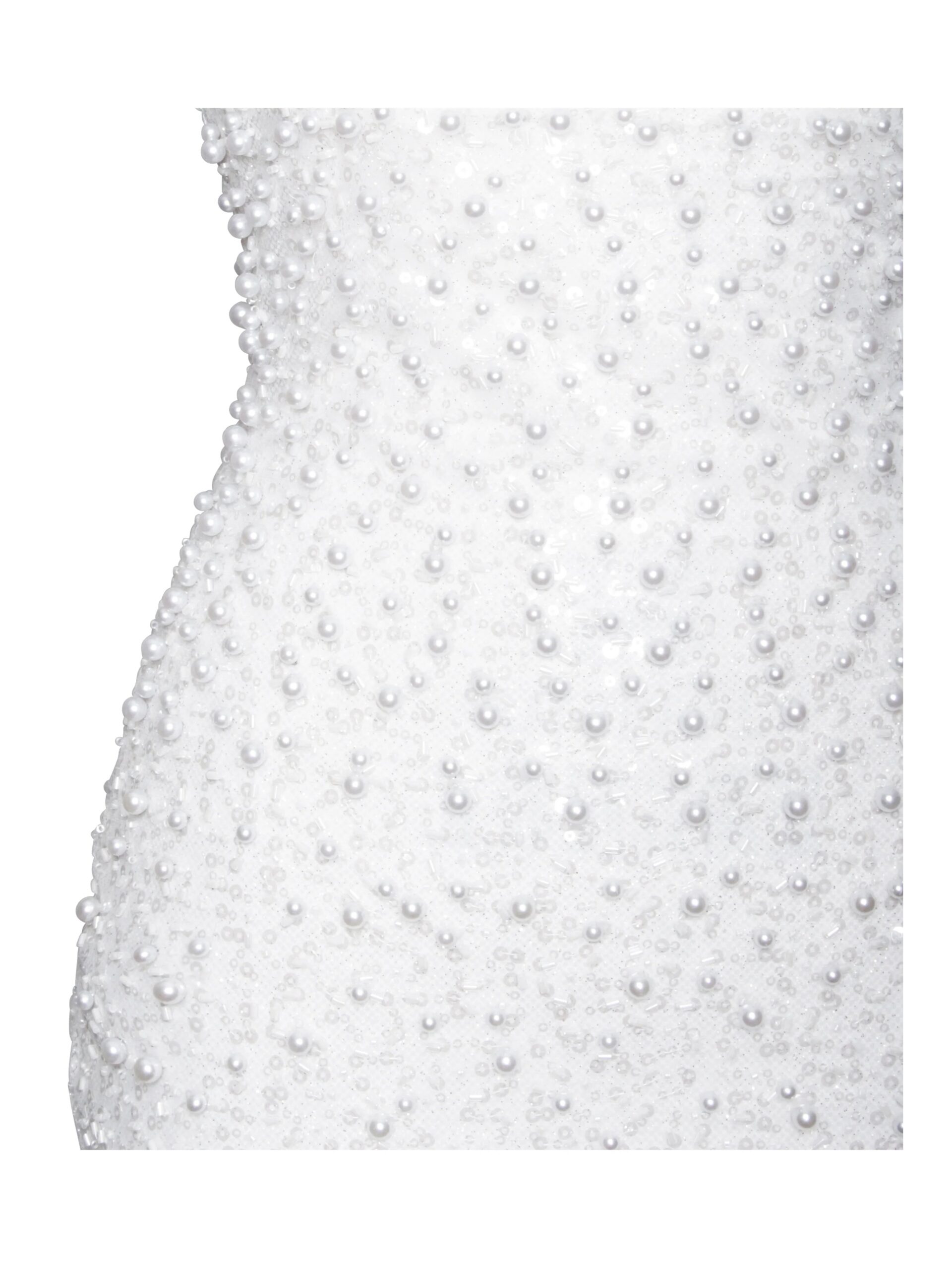 WHITE SATIN BEADED MAXI DRESS, PEARL SEQUIN FORMAL GOWN