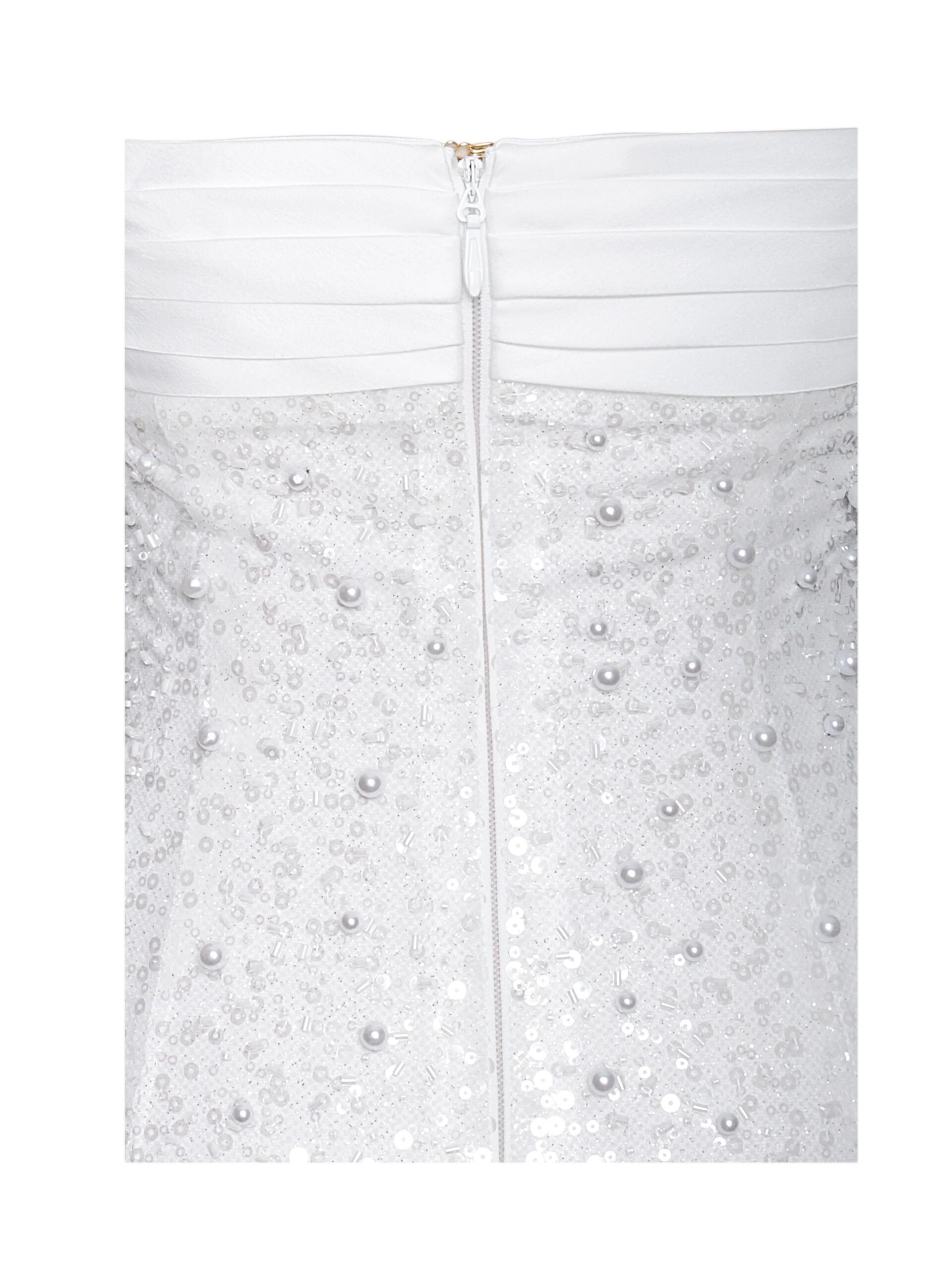 WHITE SATIN BEADED MAXI DRESS, PEARL SEQUIN FORMAL GOWN