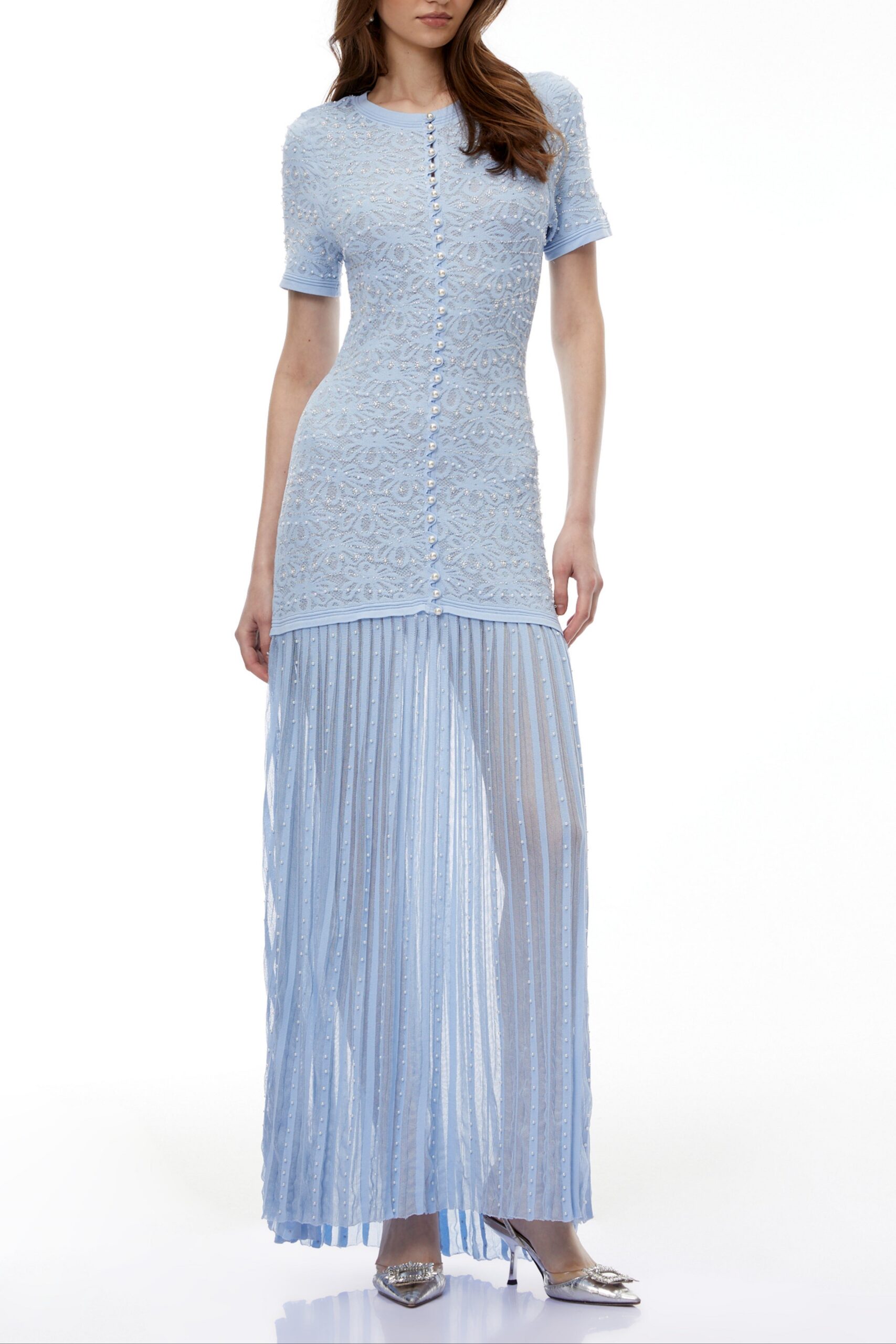 LalehBlueEmbellishedPleatedMaxiDress PANDORA BLUE EMBELLISHED PLEATED MAXI DRESS
