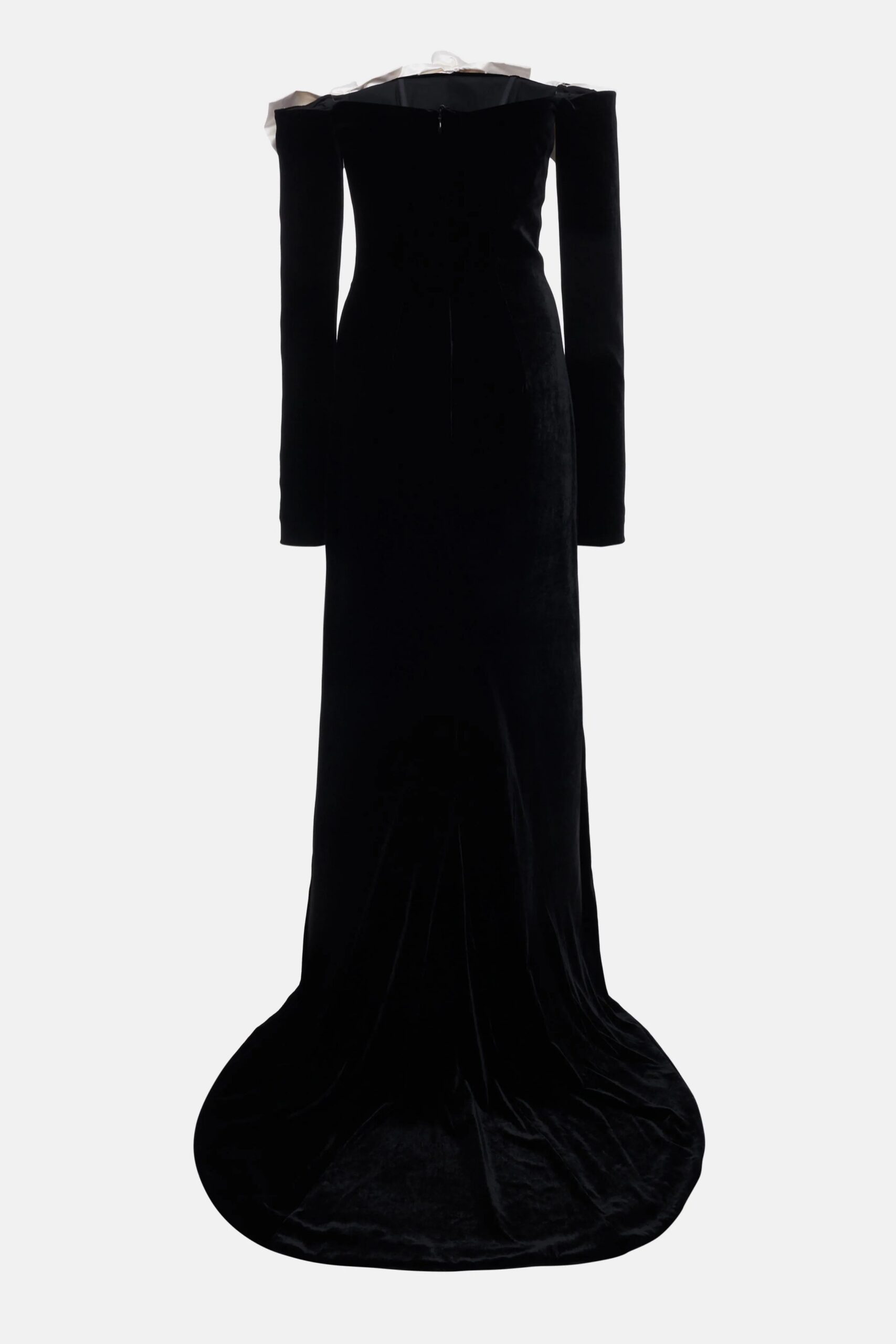 LARA VELVET OFF-SHOULDER MAXI DRESS WITH BOWTIE