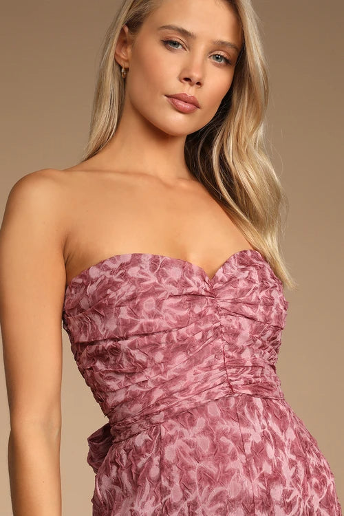 ORGANZA RUCHED STRAPLESS WIDE LEG JUMPSUIT