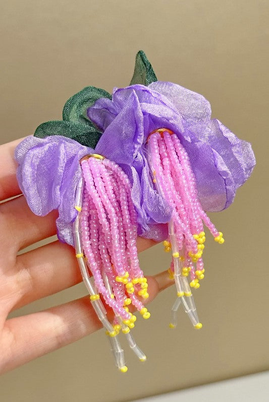 LAUREN FLORAL BEAD DROP EARRINGS FOR WEDDING