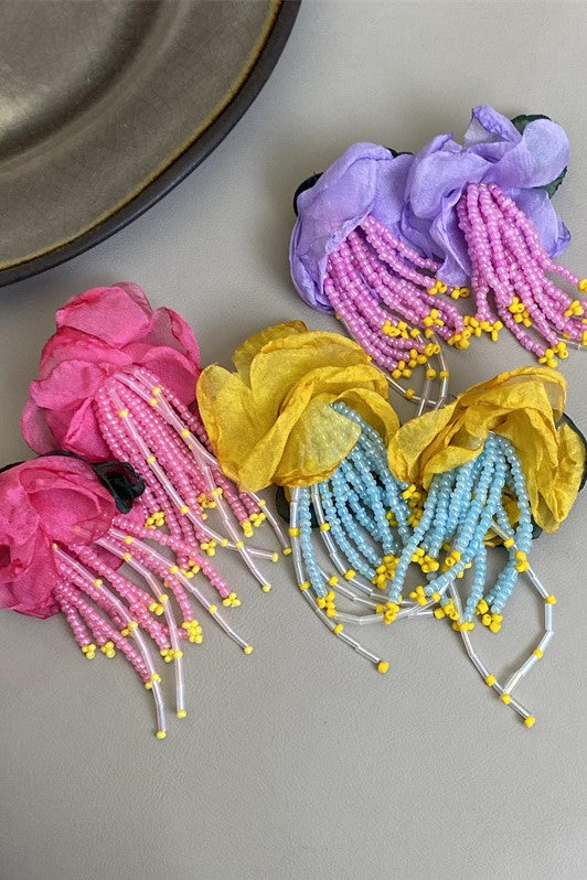 LAUREN FLORAL BEAD DROP EARRINGS FOR WEDDING