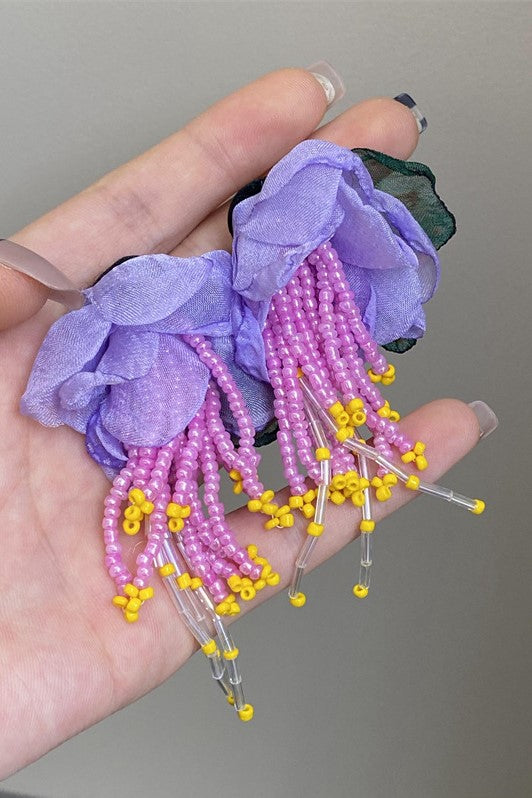LAUREN FLORAL BEAD DROP EARRINGS FOR WEDDING
