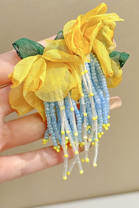LAUREN FLORAL BEAD DROP EARRINGS FOR WEDDING
