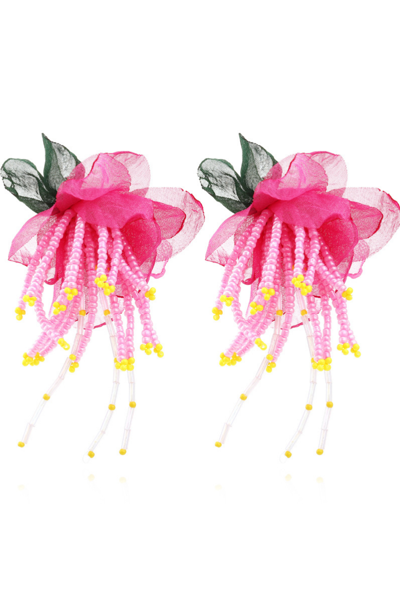 LAUREN FLORAL BEAD DROP EARRINGS FOR WEDDING