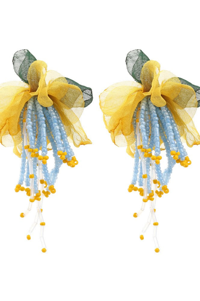 LAUREN FLORAL BEAD DROP EARRINGS FOR WEDDING