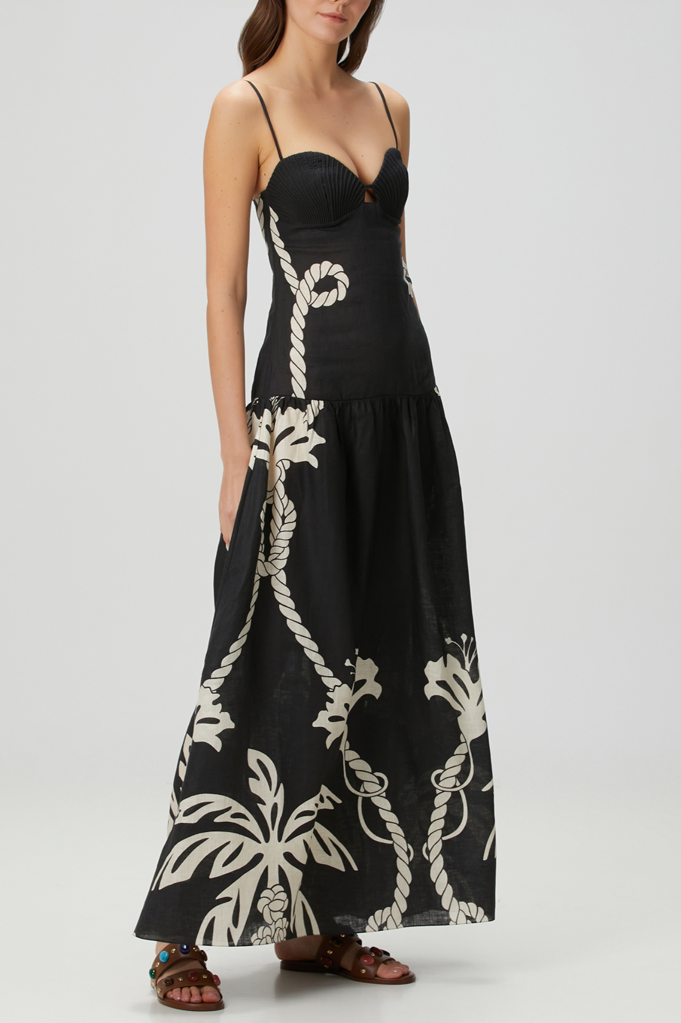 LAWEREY PRINT LINEN MAXI DRESS FOR VACATION