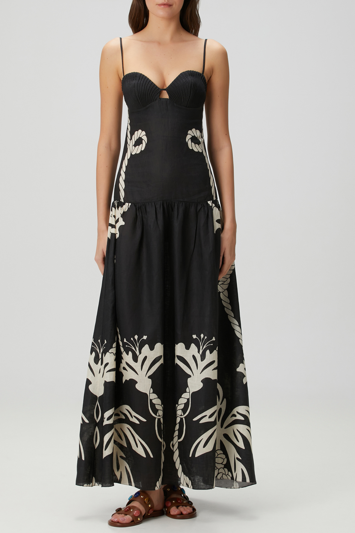 LAWEREY PRINT LINEN MAXI DRESS FOR VACATION