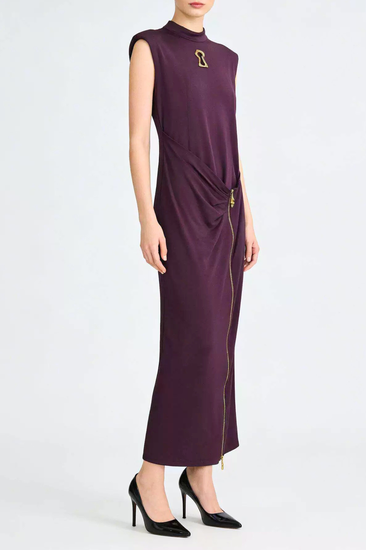 LEIFS SLEEVELESS ZIP MAXI DRESS - PURPLE