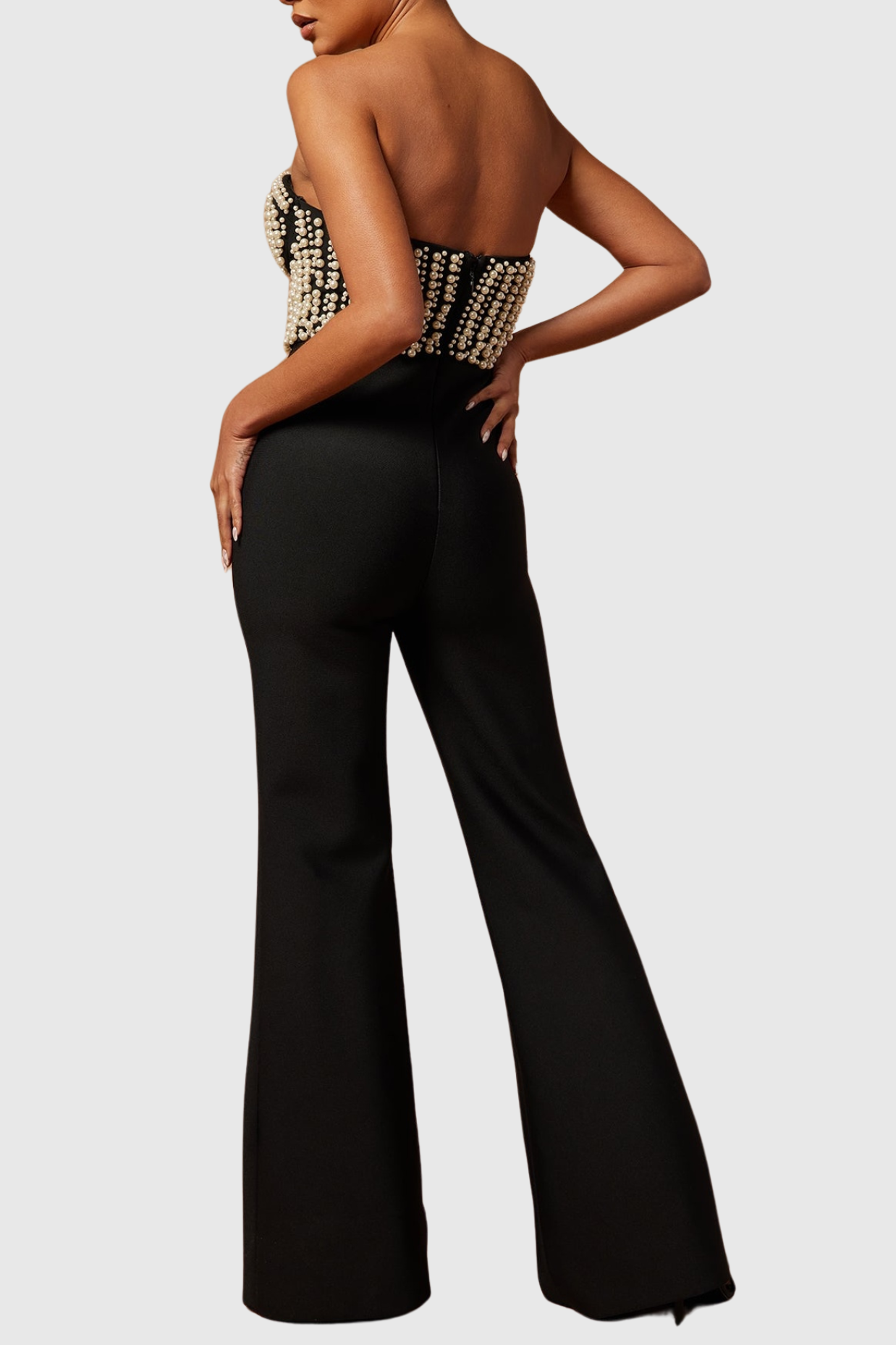 JECORI PEARL STRAPLESS BANDAGE JUMPSUIT