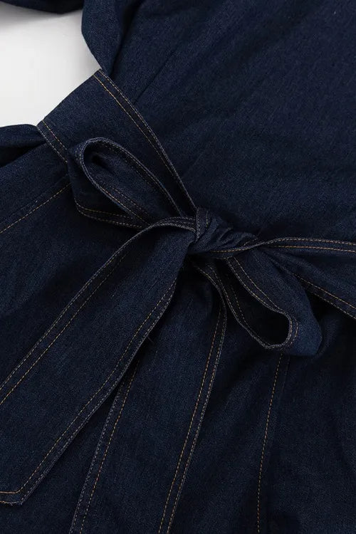 LENA PUFF SLEEVE DENIM MINI DRESS FOR PARTY