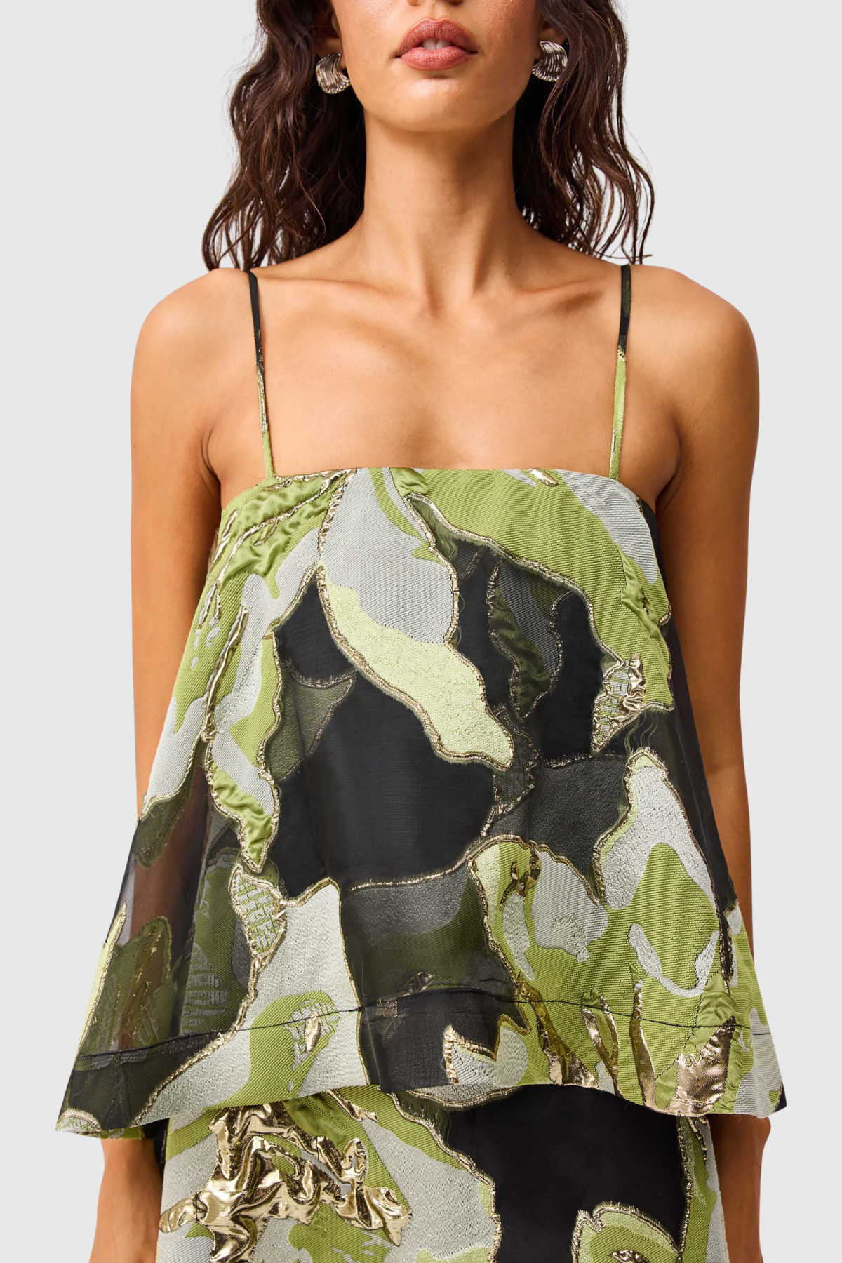 LENNOX GREEN JACQUARD MAXI DRESS - FLORAL FORMAL