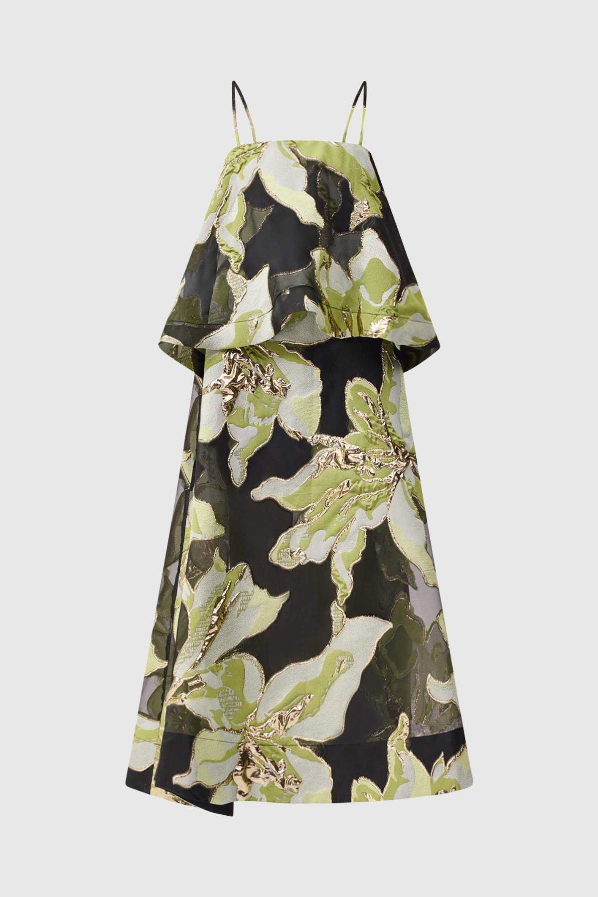 LENNOX GREEN JACQUARD MAXI DRESS - FLORAL FORMAL