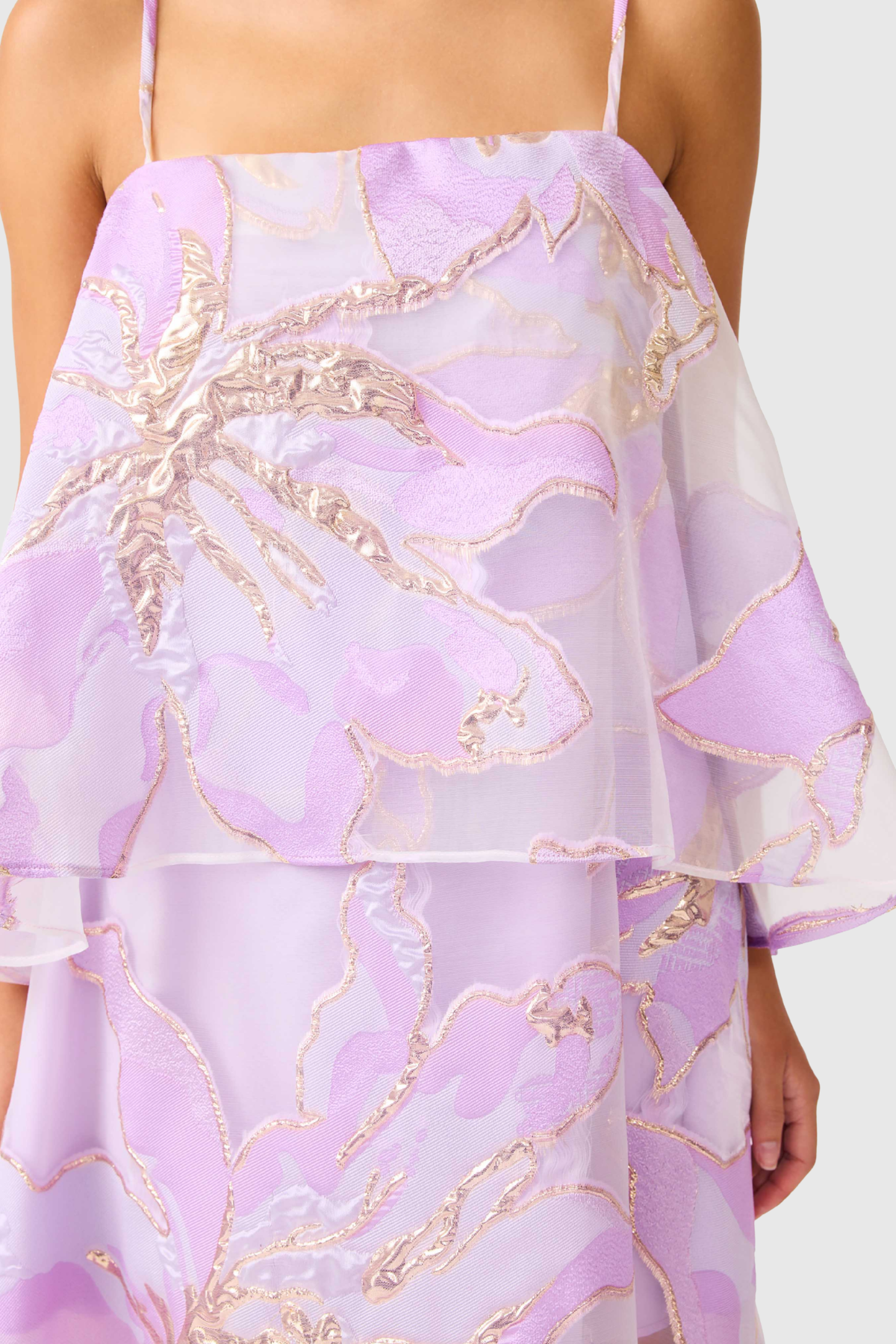 LENNOX FLORAL JACQUARD MAXI DRESS - PURPLE