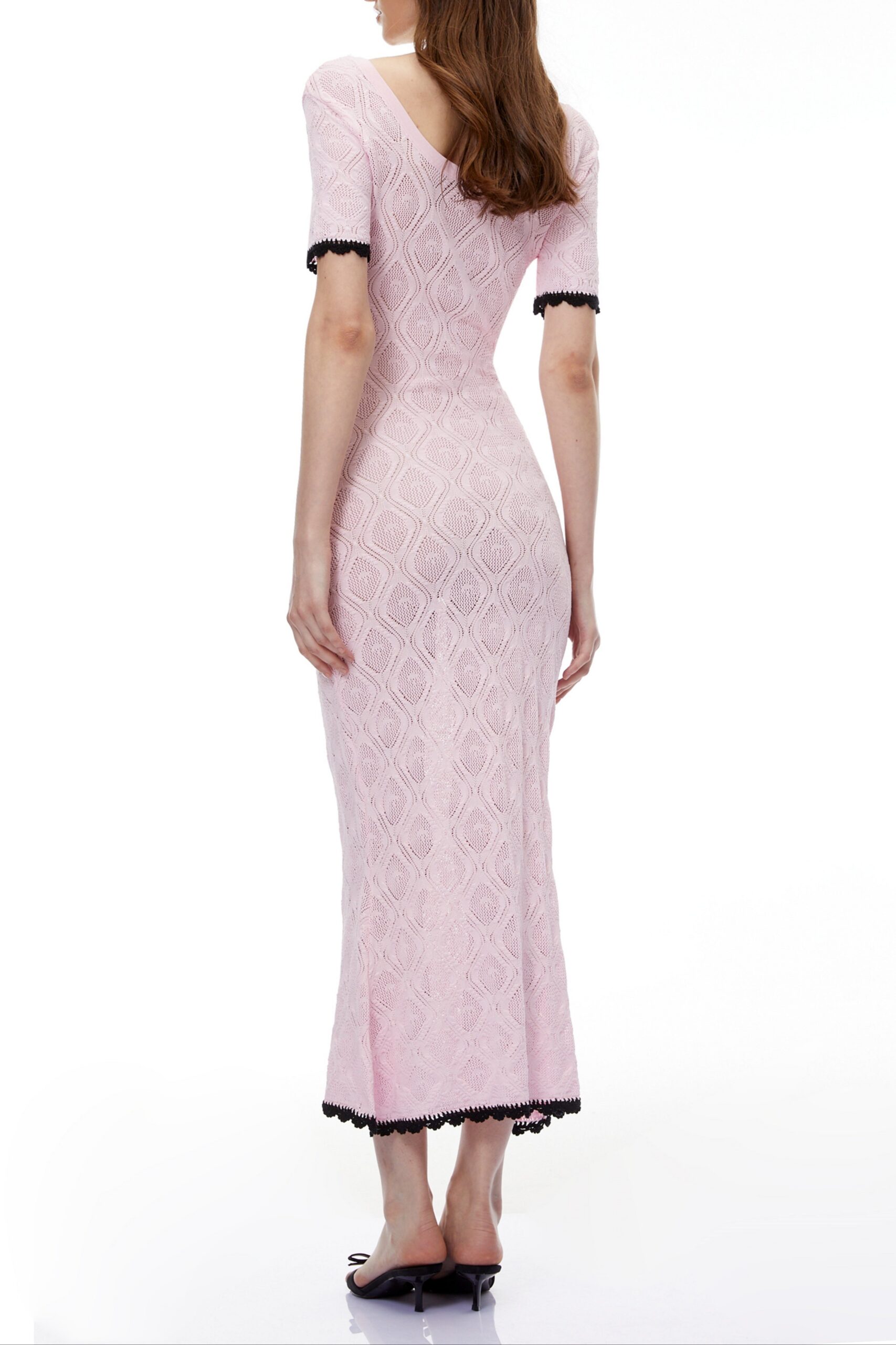 MOLLY PINK TEXTURED KNIT MIDI DRESS FOR WEDDING