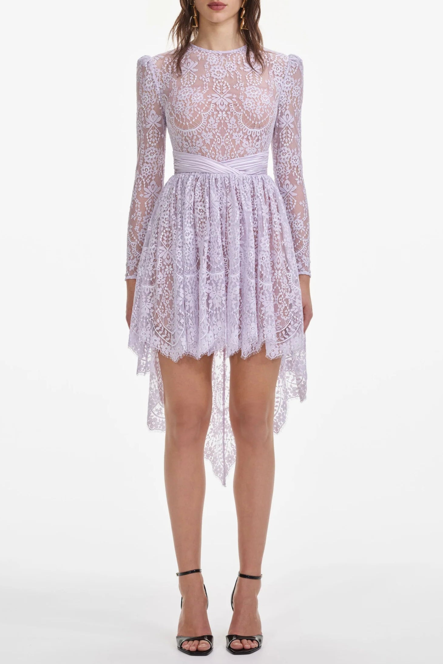 LILAC LACE SATIN MINI DRESS FOR PARTY