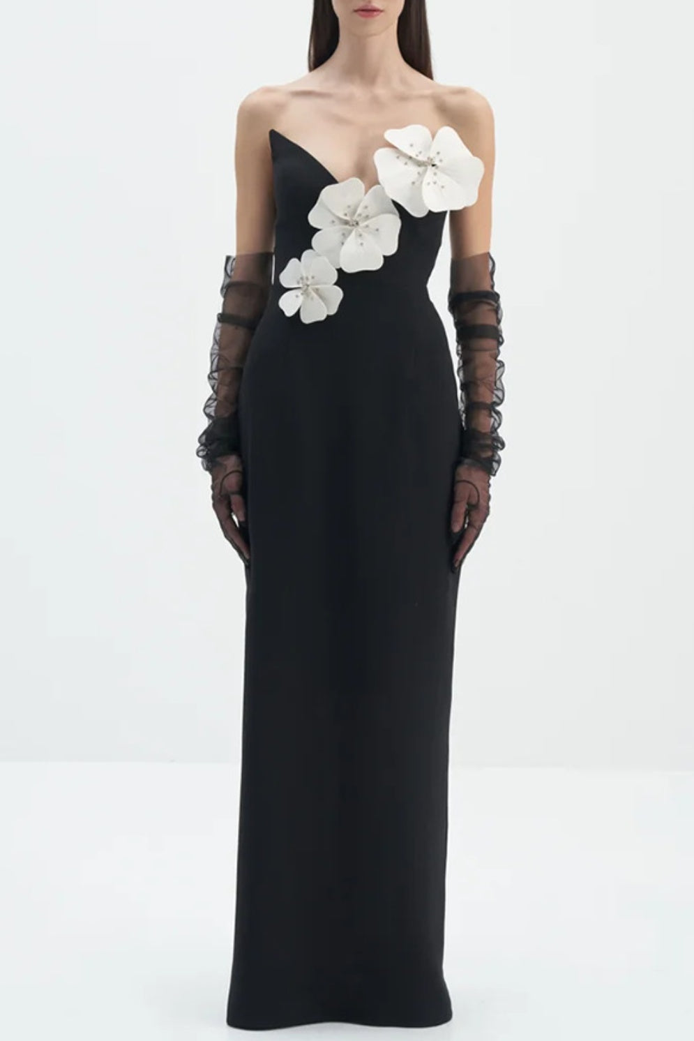 LILITH FLORAL STRAPLESS MAXI BANDAGE DRESS