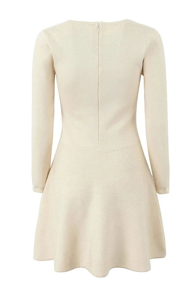 LILLIAN SQUARE-NECK KNIT MINI DRESS FOR COCKTAIL PARTY
