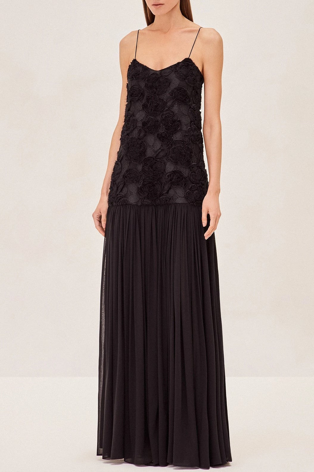 LillieSpaghettiFloralRuffleMaxiDress-Black_2 BLACK LILLIE FLORAL RUFFLE MAXI DRESS