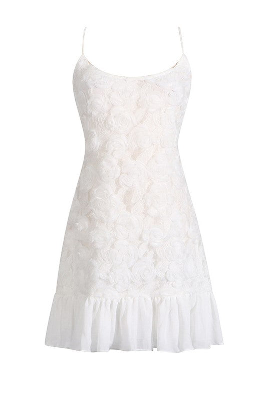 LILLIE FLORAL RUFFLE MINI DRESS WHITE