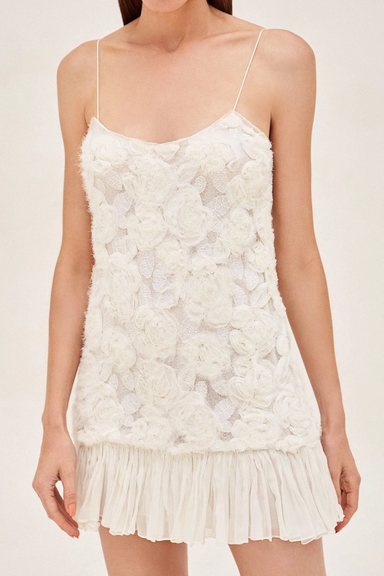LILLIE FLORAL RUFFLE MINI DRESS WHITE