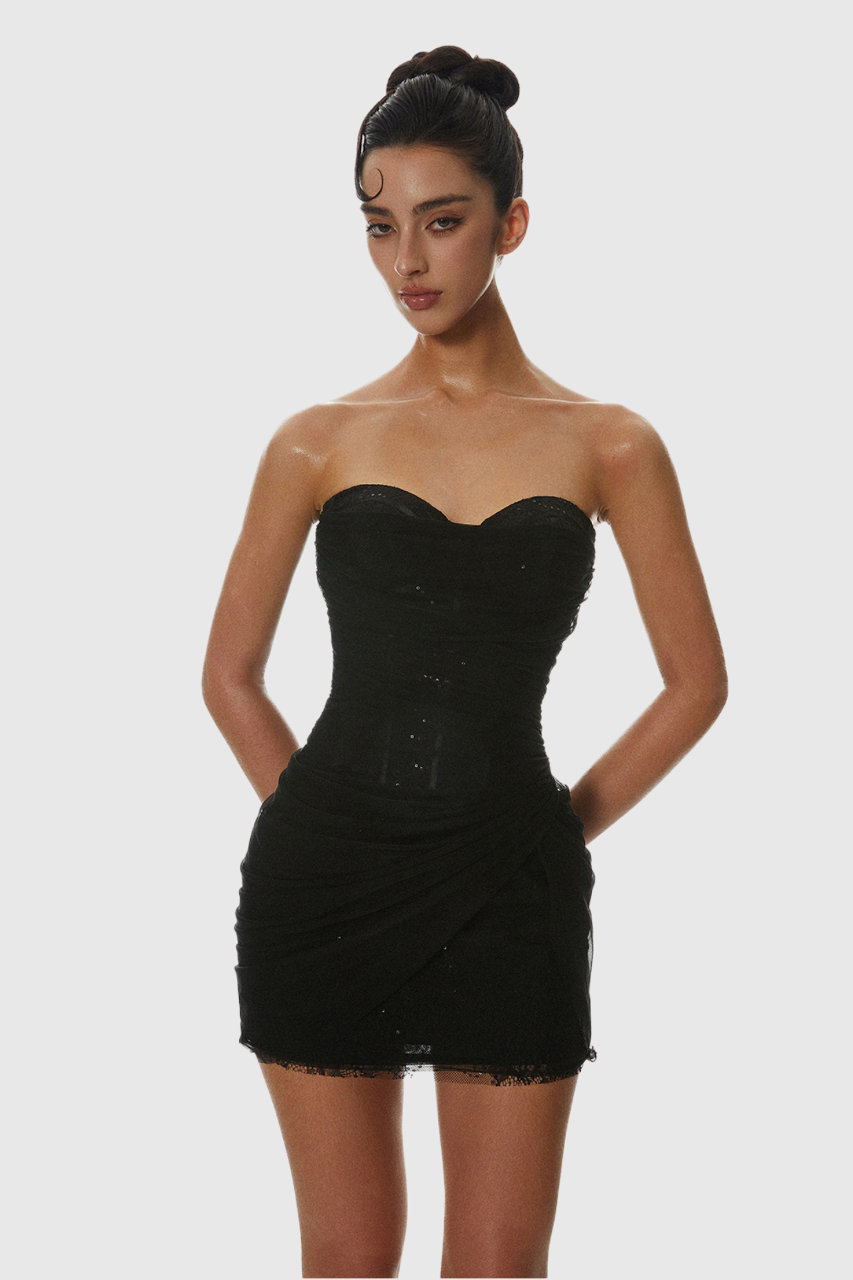 LiserreSequinStraplessCorsetRuchedMiniDress_3_059ba7f9-92ab-4d3e-93c7-34c859c24e9a LISERRE SEQUIN STRAPLESS CORSET MINI DRESS