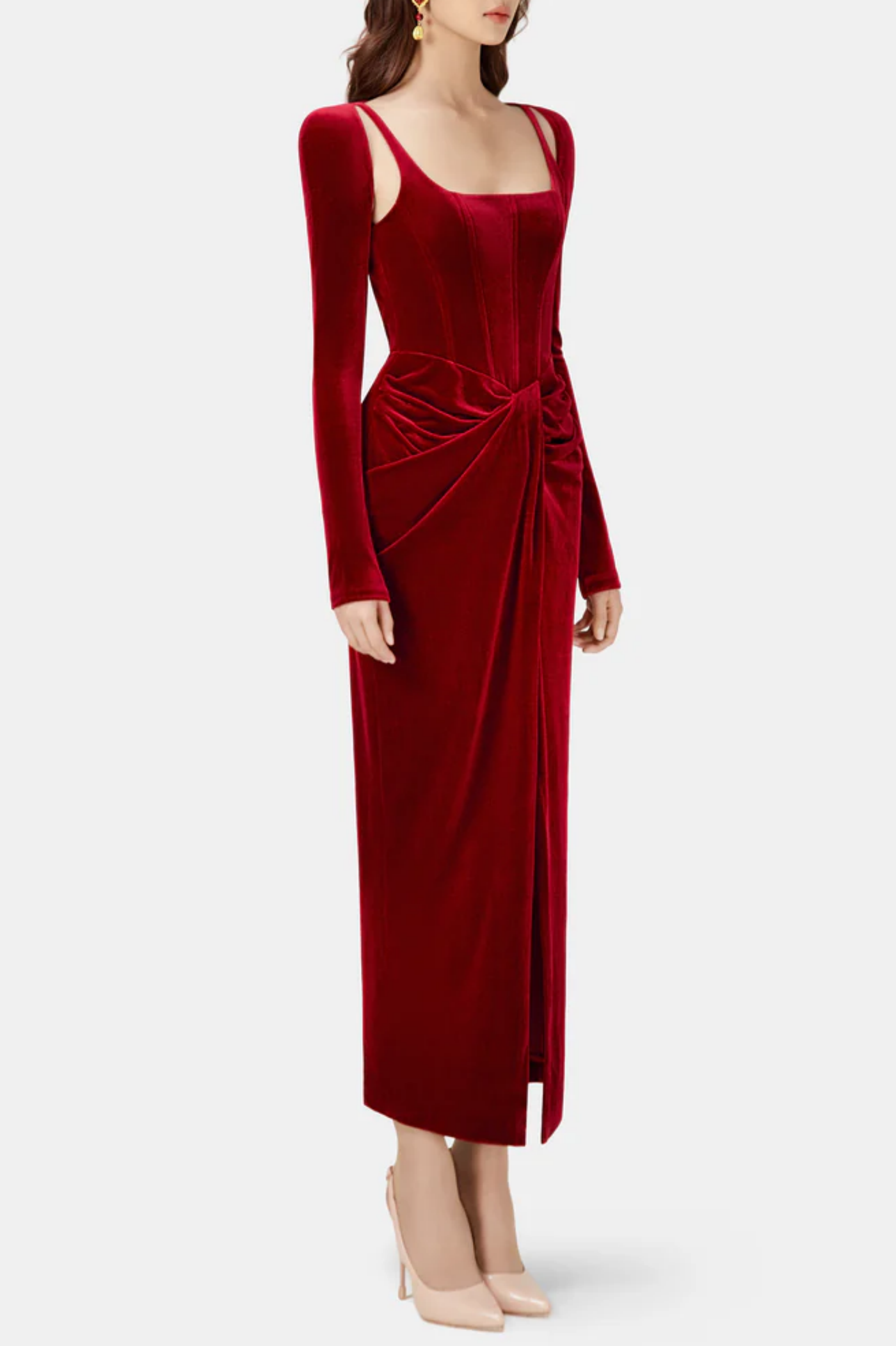 RENWICK VELVET CORSET MIDI DRESS FOR EVENTS