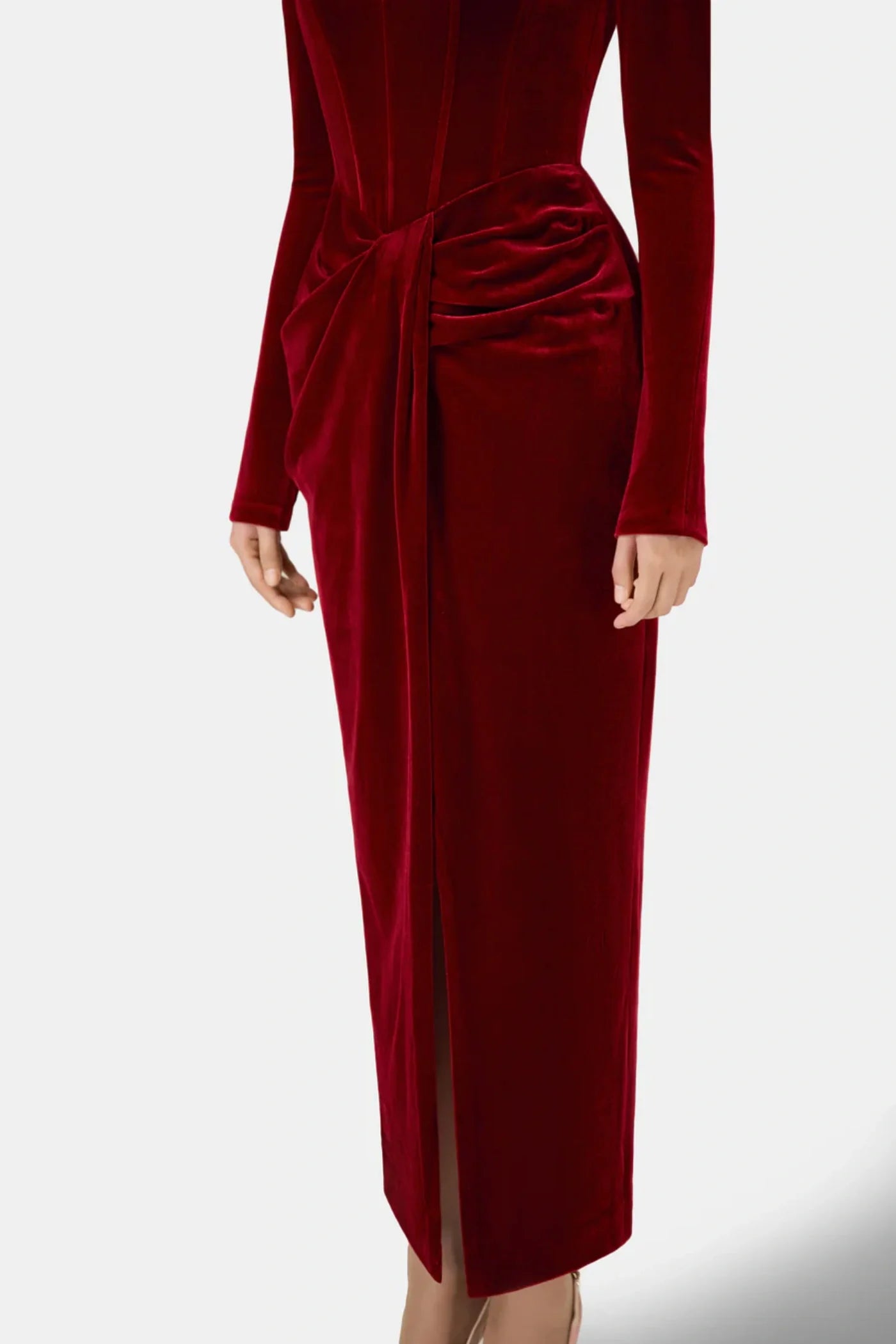 RENWICK VELVET CORSET MIDI DRESS FOR EVENTS
