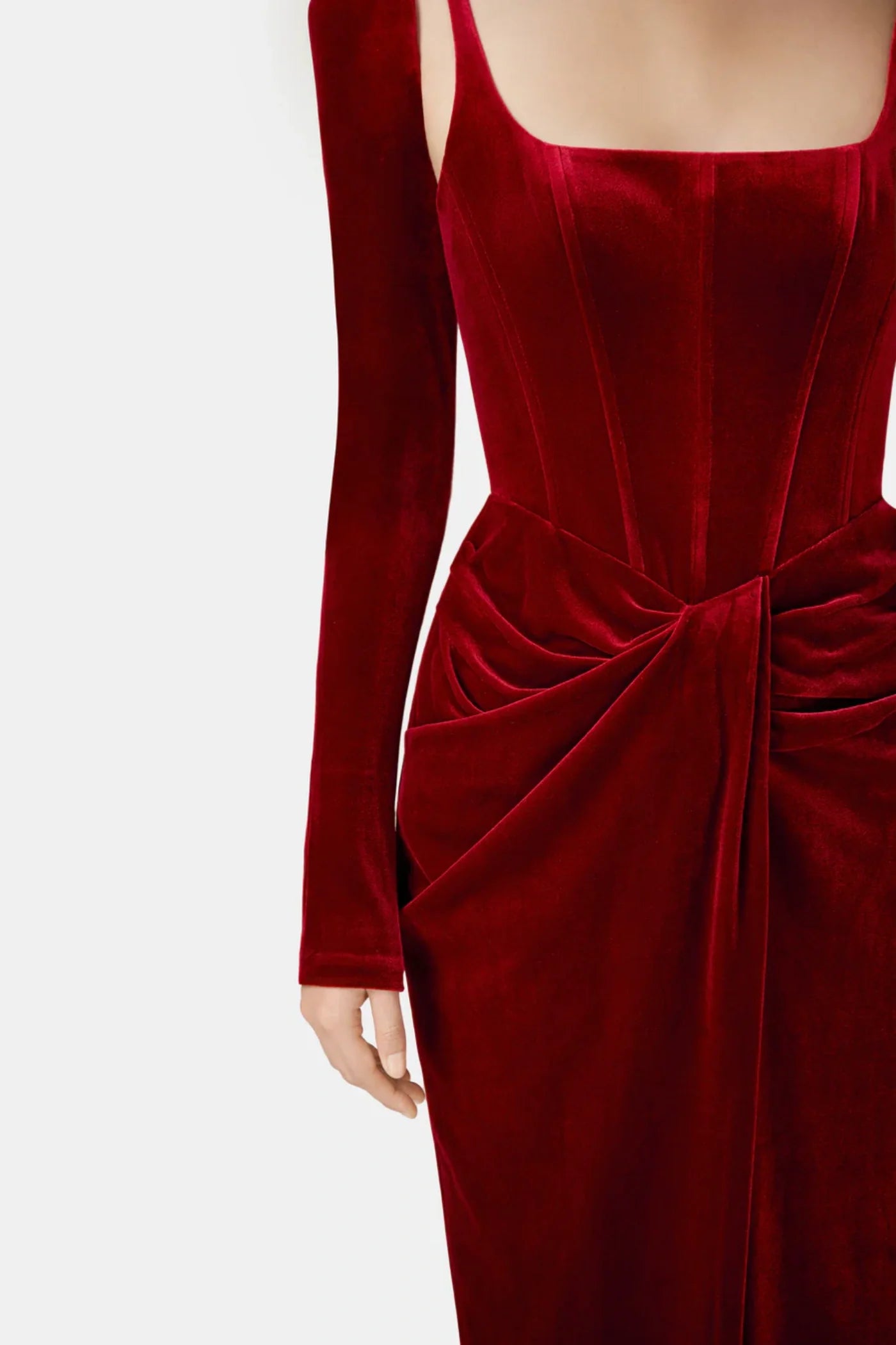 RENWICK VELVET CORSET MIDI DRESS FOR EVENTS