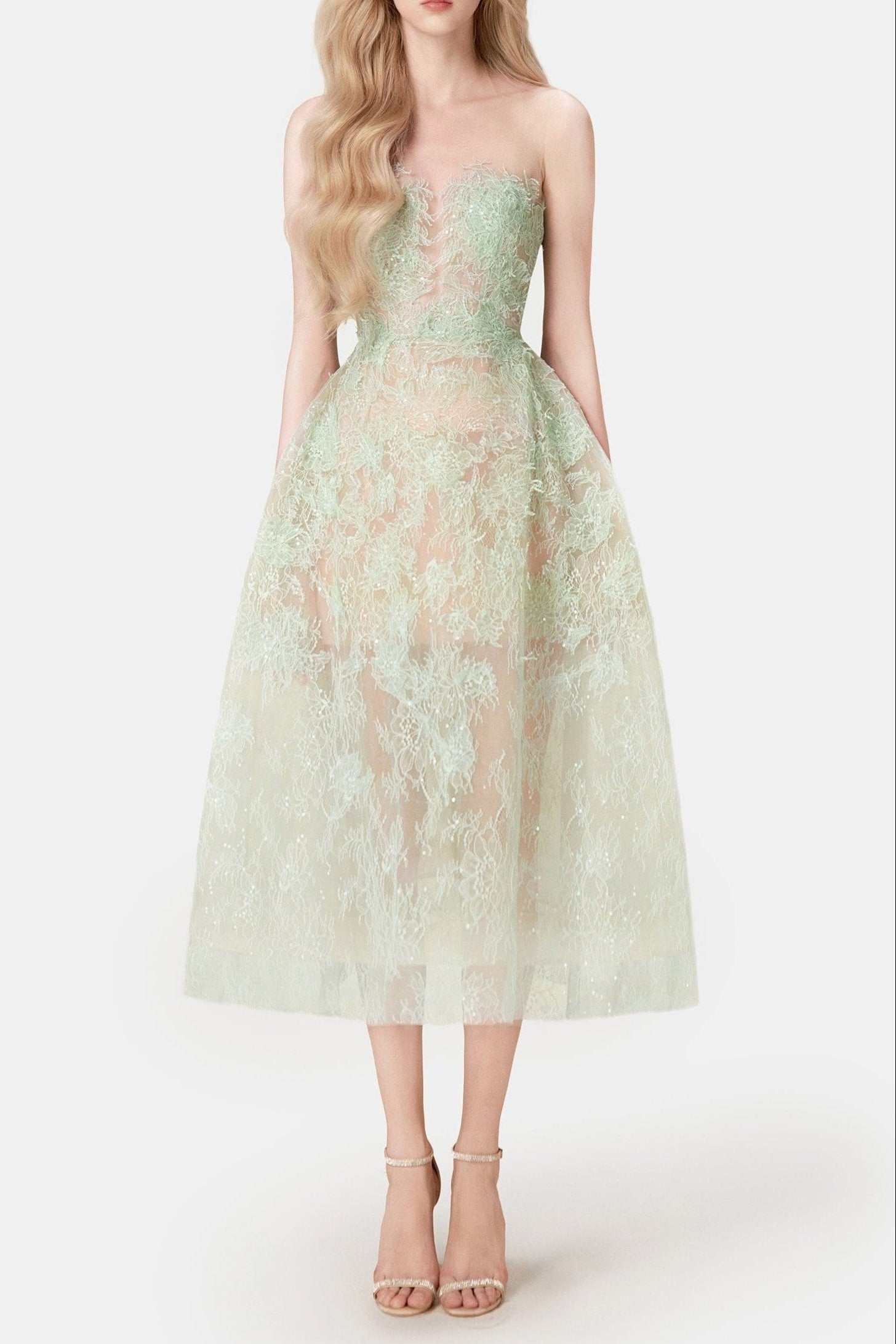 MINT BEADED LACE COCKTAIL SHEATH DRESS