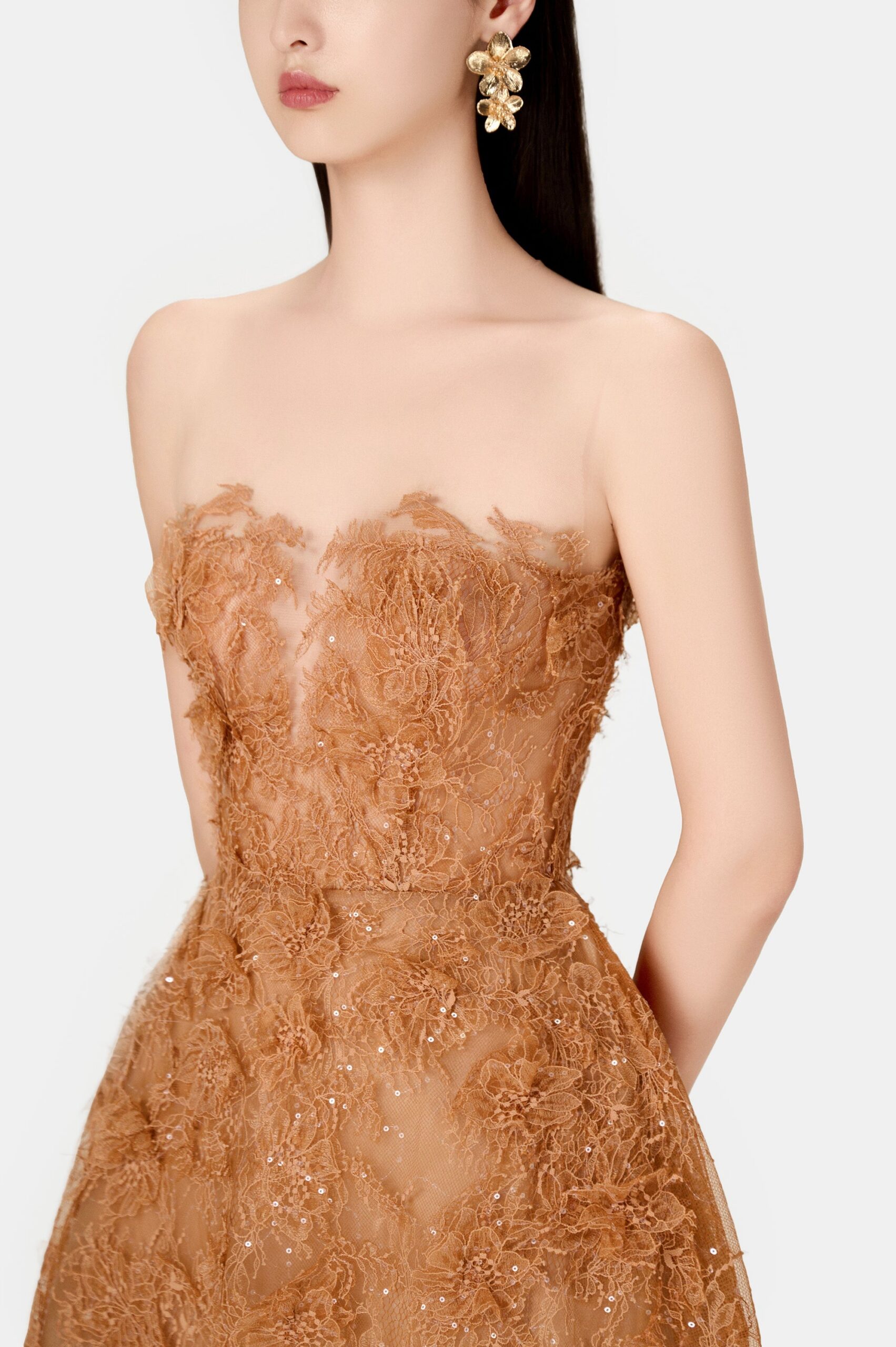 HONEY BEADED LACE COCKTAIL DRESS