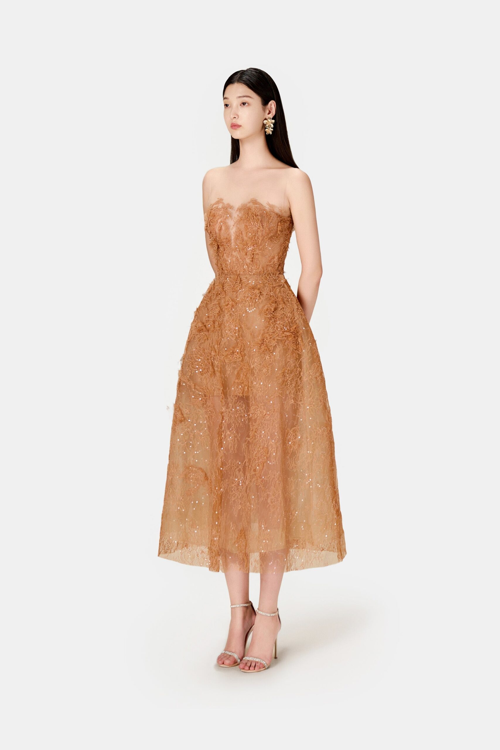 HONEY BEADED LACE COCKTAIL DRESS