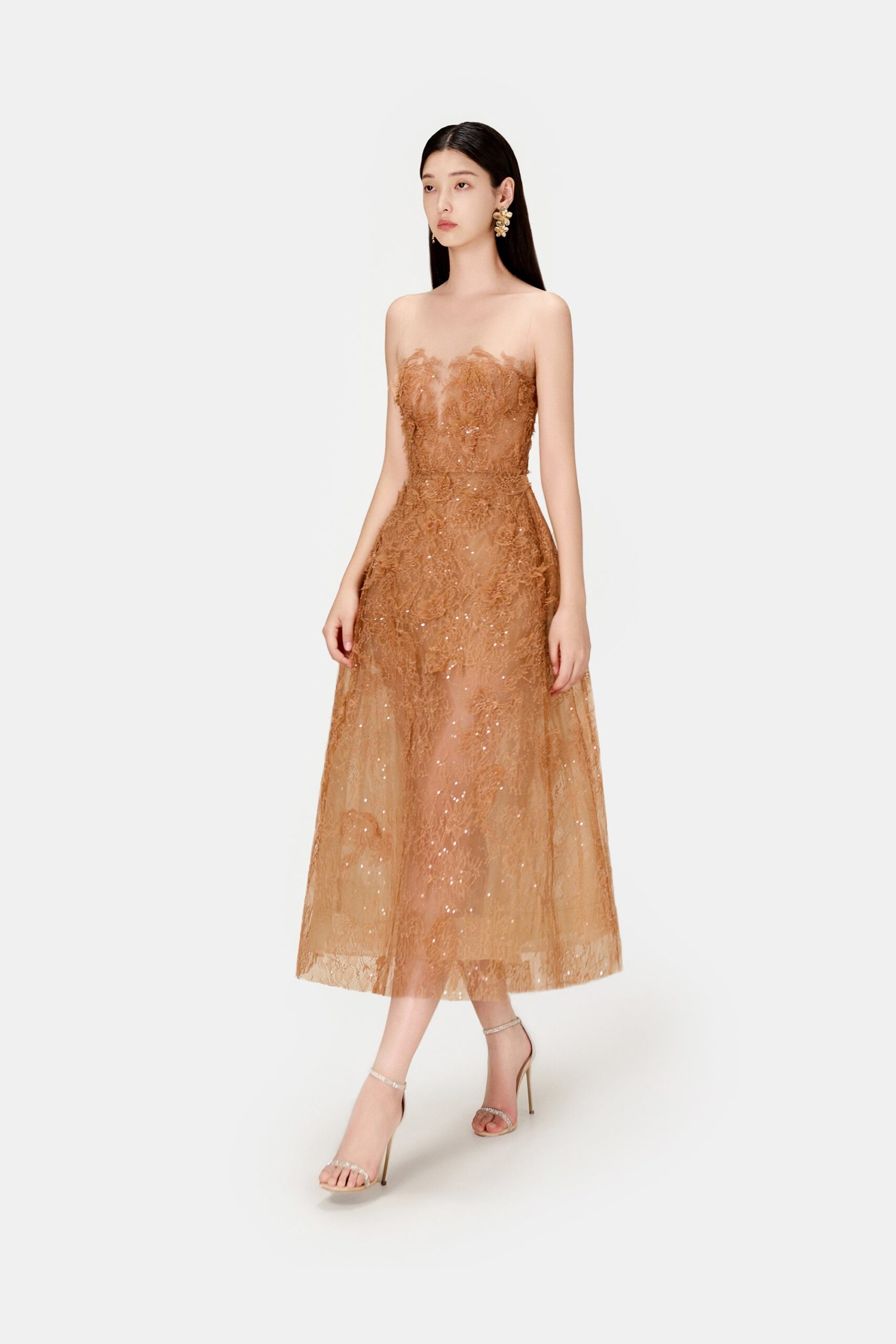 HONEY BEADED LACE COCKTAIL DRESS