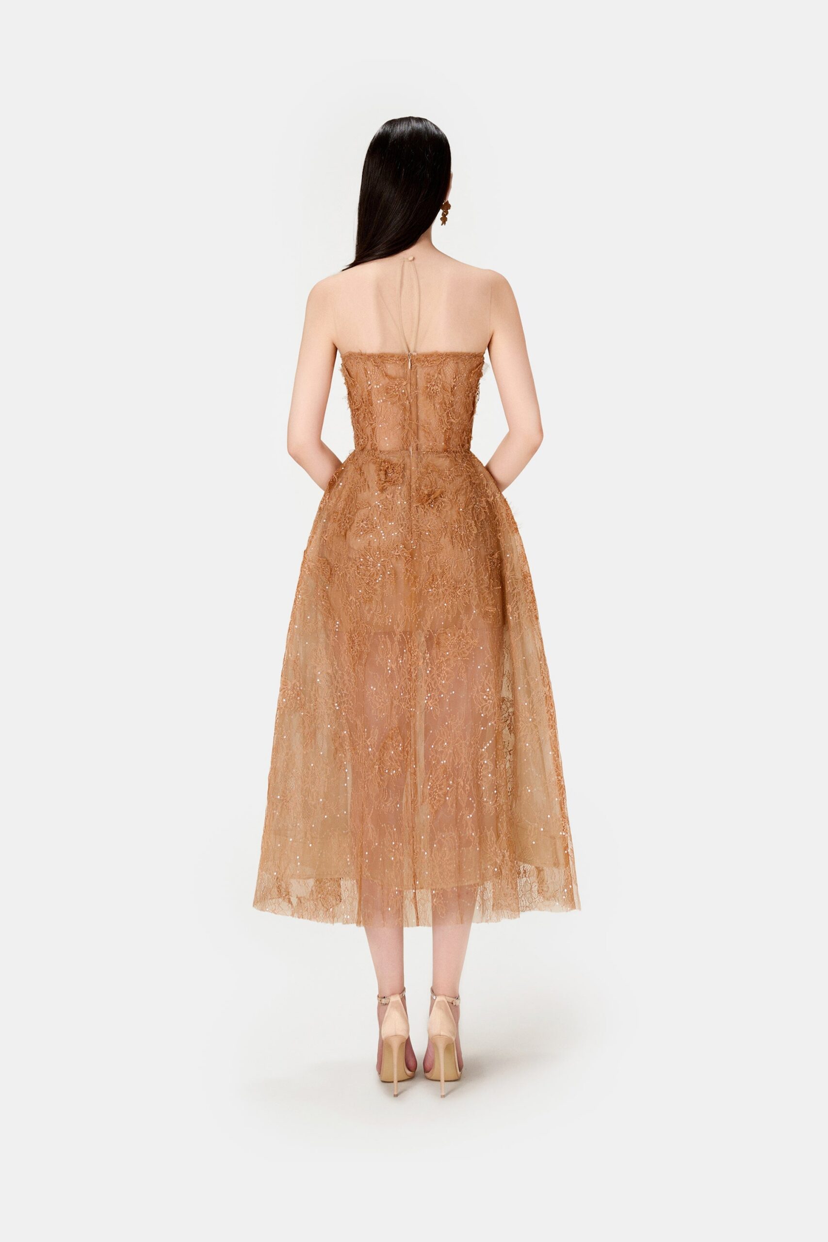 HONEY BEADED LACE COCKTAIL DRESS